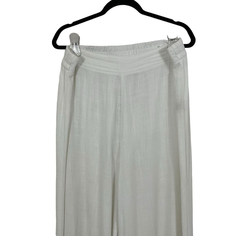 Soft Surroundings Womens Size 1X White Linen Blend Pull On Split Hem Pants - Picture 2 of 5